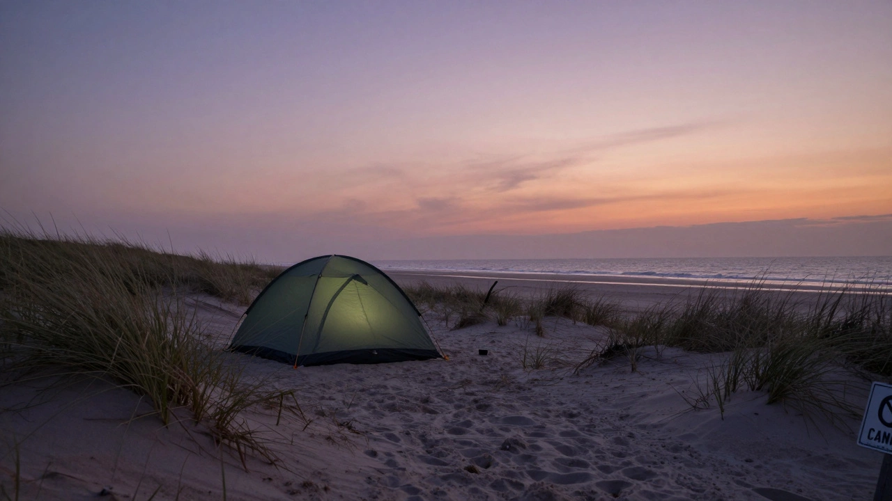 Is it illegal to camp on the beach in England?