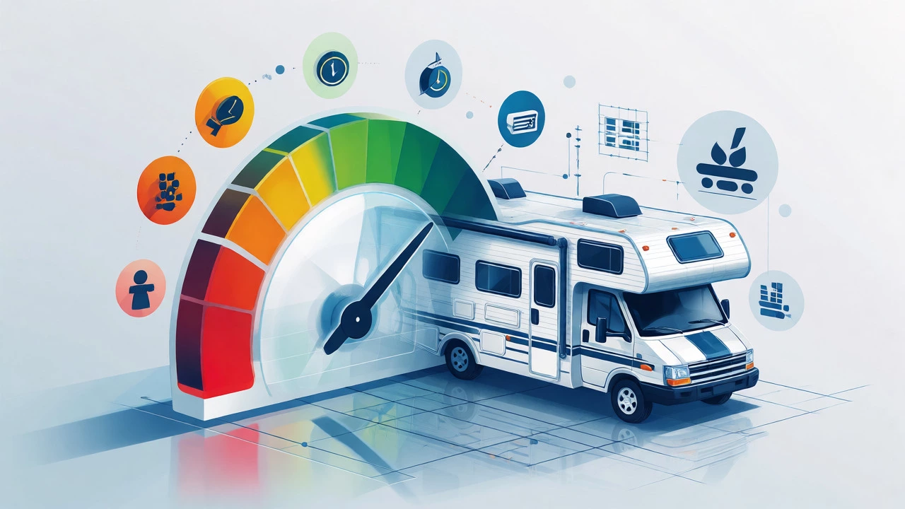 Conceptual graphic showing credit score tiers linked to RV financing