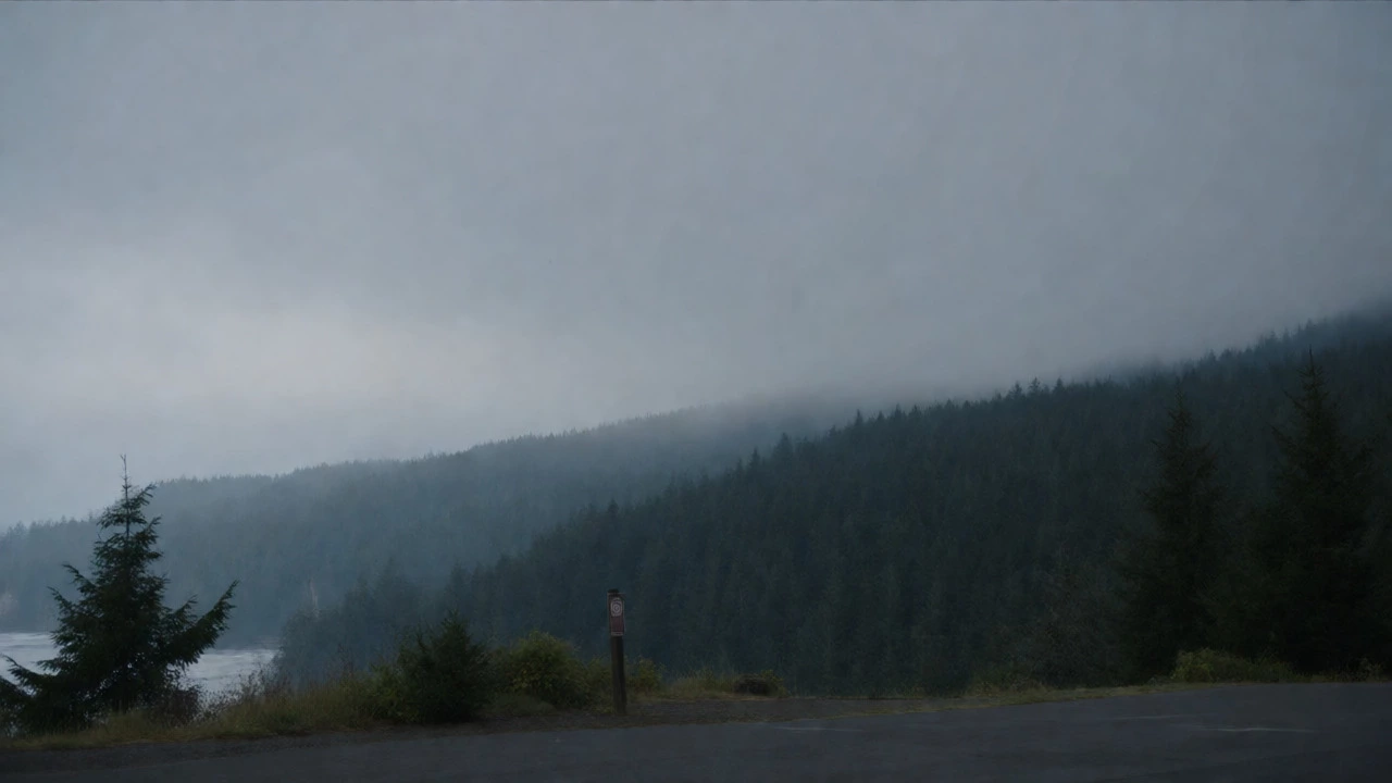 Misty Oregon forest landscape indicating fire restrictions